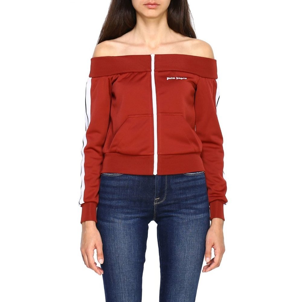 Palm Angels Off-shoulder full-zip sweatshirt